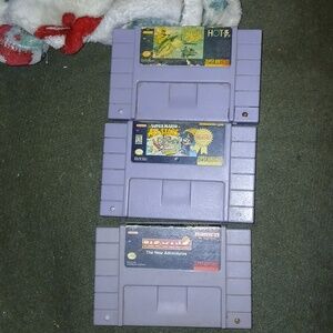Lot Of 3 Super Nintendo Games Pac Man 2 Super Mario All Stars Black Bass Fishing